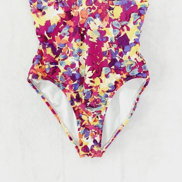 Sea Angel Floral Red Ruffle One Piece Summer Swimsuit P741 - Picture 4 of 8